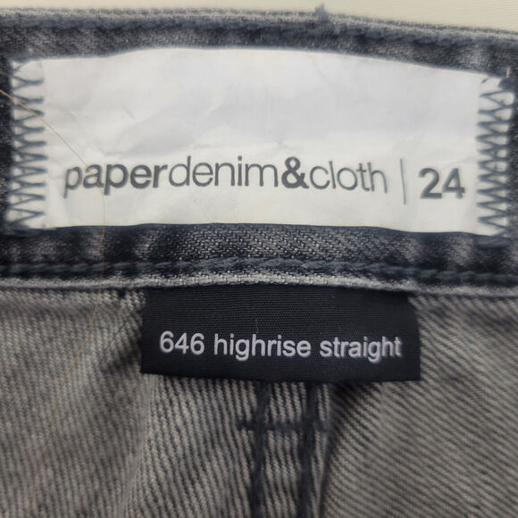 Paper Denim & Cloth Jeans Womens 24 646 Straight‎ Destroyed Black W26 x L25.5 - Picture 9 of 16